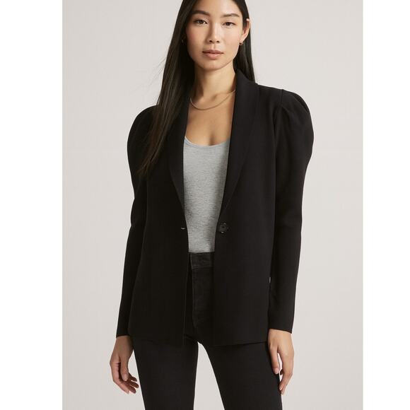 Express Blazer Puff Sleeve Sweater Blazer Black - Picture 1 of 8